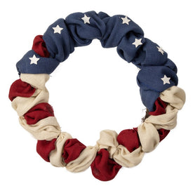 Americana Stars and Stripes 20" Unlit Burlap Patriotic Wreath