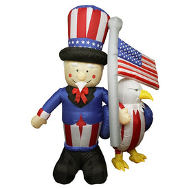 6' Blue and Red Inflatable Lighted Uncle Sam with American Flag and Eagle Outdoor Decor