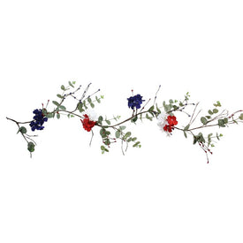 5 Ft. Red White and Blue Hydrangea Patriotic Artificial Garland