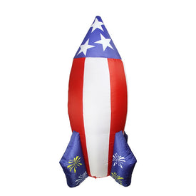 8' Inflatable Lighted 4th of July Americana Rocket Outdoor Decoration