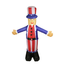 70" Inflatable White and Red Lighted Standing Uncle Sam Outdoor Decor