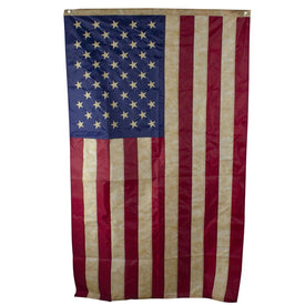 Patriotic Americana Tea-Stained Embroidered 3' x 5' Outdoor House Flag with Grommets