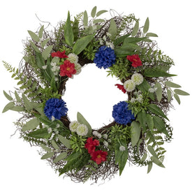 Americana 24" Unlit Mixed Floral Patriotic Wreath