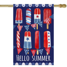 Hello Summer Patriotic Americana Popsicle 28" x 40" Garden Flag