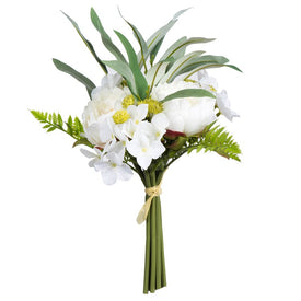 14" Artificial White Peony Bouquets 2-Pack