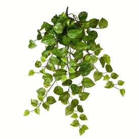 28" Green Pothos Leaf Hanging Bushes 2-Pack
