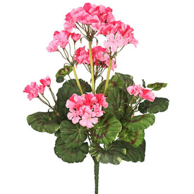 Vickerman Artificial 20" Pink Geranium Bush, 4 per Pack.