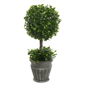 13" Artificial Boxwood Topiary in Pedestal Urn
