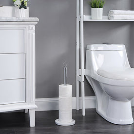 Freestanding Reserve Toilet Paper Holder with Faux Marble Base - Chrome