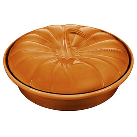 9" Pumpkin Stoneware Casserole Dish with Lid - Persimmon
