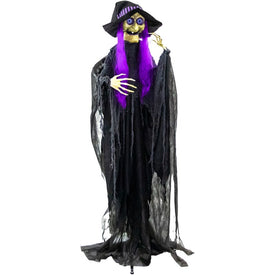6' Belladonna the Purple-Haired Witch with Animated Eyes Indoor/Outdoor Battery-Operated Halloween Decoration