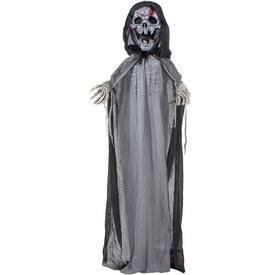 6' Crab the Animated Skeleton Reaper with Moving Rib Cage Indoor/Covered Battery-Operated Halloween Decoration