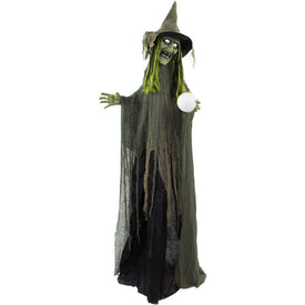 6' Buella the Animated Fortune-Telling Witch Indoor/Outdoor Battery-Operated Halloween Decoration