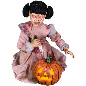 Lunging Pumpkin Carver by Tekky Indoor/Covered Outdoor Premium Plug-In/Battery Operated Halloween Animatronic