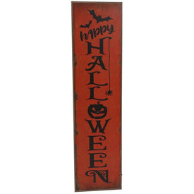 45" Orange & Black Happy Halloween Outdoor Porch Leaner Sign with LED Lights