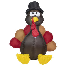 6' Brown and Red Inflatable Lighted Thanksgiving Turkey Outdoor Decor