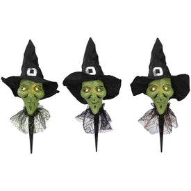 Smirking Witch Halloween Pathway Markers Set of 3