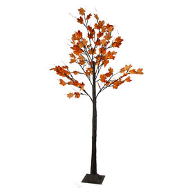 6' LED Lighted Autumn Harvest Maple Leaf Tree with Warm White Lights