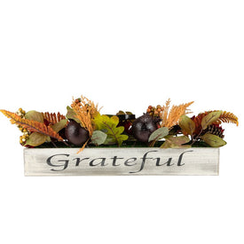 24" Autumn Harvest 3-Piece Candle Holder in a Rustic Wooden Box Centerpiece