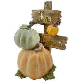 12.5" Orange and Green Pumpkin "Happy Thanksgiving" Tabletop Sign