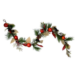 6' x 10" Unlit Red Mixed Berry and Pine Artificial Garland