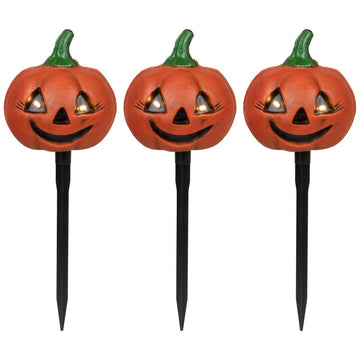 Lighted Jack-O'-Lantern Halloween Pathway Markers Set of 3