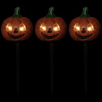 Lighted Jack-O'-Lantern Halloween Pathway Markers Set of 3