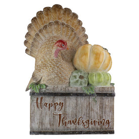 20.25" Turkey and Pumpkins 'Happy Thanksgiving' Decoration