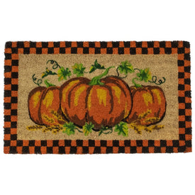 Checkered Fall Harvest Pumpkin 18" x 30" Doormat