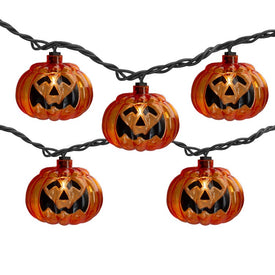 10-Count Jack-O'-Lantern-Shaped Halloween Lights with 7.5' Black Wire