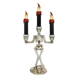 14.5" Dripping Candle Skeleton Halloween Candelabra
