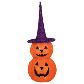 30" Pop-Up Lighted Tinsel Stacked Jack-O'-Lanterns Halloween Decoration
