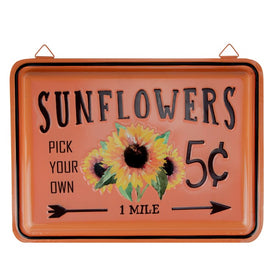 15" Fall Harvest Orange "Sunflowers" Wall Sign