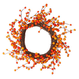 14" Unlit Orange Red Berry and Twig Artificial Thanksgiving Wreath