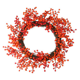 18" Unlit Red and Orange Artificial Berry Artificial Thanksgiving Wreath