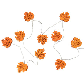 10-Count LED Orange Leaves Fall Harvest Fairy Lights with 5.5' Copper Wire