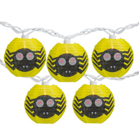 10-Count Yellow and Black Spider Paper Lantern Halloween Lights with 8.5' White Wire