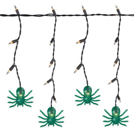 35-Count Green Spider Halloween Icicle Lights with 3' Black Wire