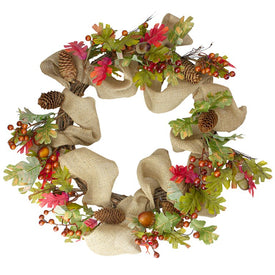 18" Unlit Berry and Pine Cones Artificial Thanksgiving Wreath