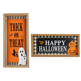Happy Halloween Wooden Shadow Box Plaques Set of 2