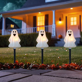 Ghost-Shaped Halloween Pathway Markers with 3.75' Black Wire Set of 5 - OPEN BOX