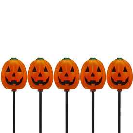 Jack-O'-Lantern-Shaped Halloween Pathway Markers with 3.75' Black Wire Set of 5
