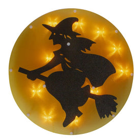 13.75" Lighted Witch on Broomstick Halloween Window Silhouette