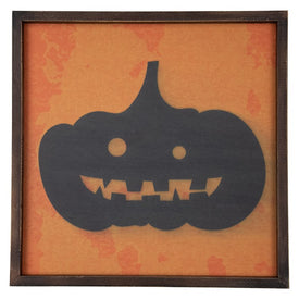 15.75" Black Jack-O'-Lantern Silhouette Halloween Wall Hanging