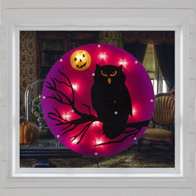 13.75" Lighted Owl Halloween Window Silhouette