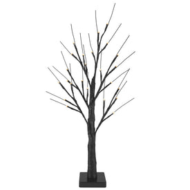 24" LED Lighted Black Halloween Twig Tree with Warm White Lights