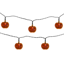 10-Count Orange Battery Operated Jack O' Lantern LED Mini Halloween Lights with 6' Black Wire