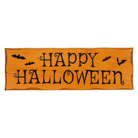 24" Wooden 'Happy Halloween' Wall Sign with Bats