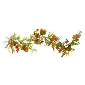 5' x 10" Unlit Pumpkins and Berries with Leaves Artificial Thanksgiving Garland
