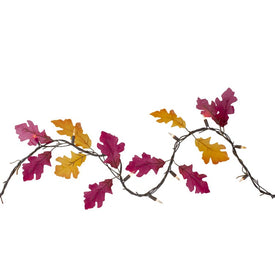 35-Count Fall Harvest Leaves Mini Light Garland Set with 8.75' Brown Wire